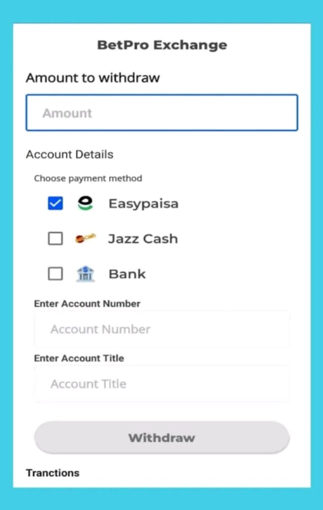 how to withdraw your cash from betpro app