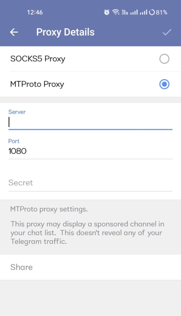 mtproto proxy configuration