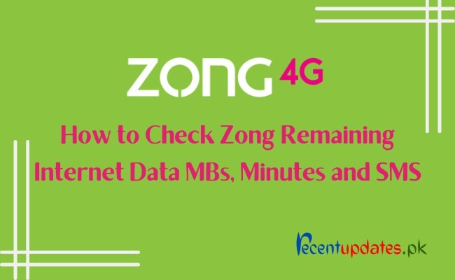 how to check zong remaining internet data mbs, minutes and sms