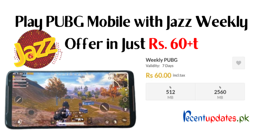 play pubg mobile with jazz weekly offer in just rs. 60+t